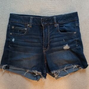 American Eagle Outfitters Dark Blue Distressed Denim Cutoff Shorts